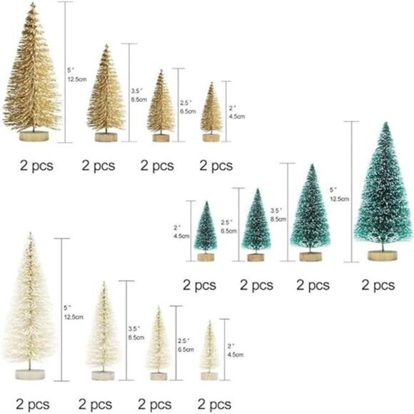 24Pcs Mini Christmas Trees Bottle Brush Trees with Wood Base, Christmas Village - Picture 2 of 7